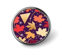 Aesthetic Maple Leaf Button Pin,Design Your Own Personalized Pin Back Button Badges Exquisite Round Badge Travel Brooch Metal Decorative Pins for Hat Clothes Backpack