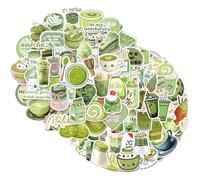 Aesthetic Matcha Stickers 105 Pieces, Aesthetic Green Waterproof Stickers for Laptop Kindle Macbook Suitcase Scrapbooking Journal Helmet Motorcycle Skateboard Bicycle