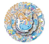 Aesthetic Mermaid Vinyl Stickers, 50 PCS Waterproof Illustrated Character Decals for Laptops, Scrapbooking, Journals, Notebooks, Water Bottles, Suitcases, Phones & DIY Decor