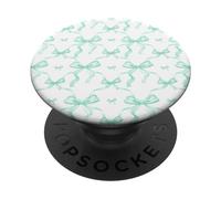 Aesthetic Mint Green Teal Ribbons and Bows in Watercolor PopSockets Adhesive PopGrip