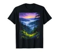Aesthetic Mountain Sunset Forest Fireflies Landscape Nature T-Shirt