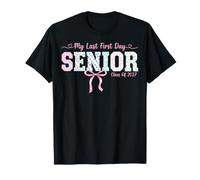 Aesthetic My Last First Day Senior Back to School Pink Bow T-Shirt