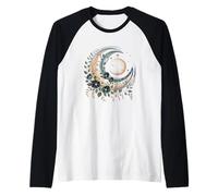 Aesthetic Mystic Sun and Moon Woman Flowers Astrology Raglan Baseball Tee