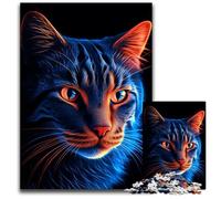 Aesthetic Neon Cat Jigsaws 1000 Pieces for Adults Difficult Puzzles for Adults Challenging Brain Teaser Relaxing Toy for Teenagers 1000 PCS(38x26cm)
