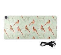 Aesthetic Northern Birds Leather Heated Gaming Mouse Pad 31.5 x 13 in Winter Warmer Desk Covers for Office Table Accessories