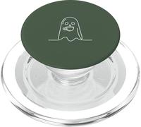 Aesthetic One Line Art Ghost and Coffee - Sage Green PopSockets PopGrip for MagSafe