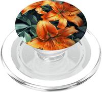 Aesthetic Orange Flowers Blooming Tiger Lily PopSockets PopGrip for MagSafe