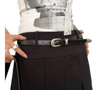 Aesthetic Oval Buckle Belt For Women Solid PU Leather Belt Simple Waistband For Dress Eye Catching Skinny Belt