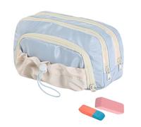 Aesthetic Pencil Case - Flower Pencil Case for Girls | Small Bag Organiser for College Travel | Aesthetic Pens with Large Capacity Bag Pencil Pen Make Up Bag School | Bag Scho, light blue, see