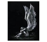 Aesthetic Pictures Modern Sad Angel Poster Prints For Living Room Home Decor Black And White Crying Wings Girl Canvas Painting Wall Art Aesthetic(C,50x70cm)
