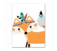 Aesthetic Pictures Watercolor Indian Animal Deer Bear Fox Art Wall Minimalist Print Canvas Painting Poster For Living Room Modern Home Decor (C,20x30cm)