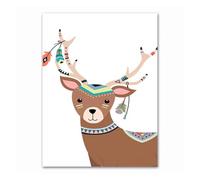 Aesthetic Pictures Watercolor Indian Animal Deer Bear Fox Art Wall Minimalist Print Canvas Painting Poster For Living Room Modern Home Decor (A,50x70cm)