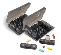 Aesthetic Pill Organizer,7 Day with Date&Morning-Noon-Night Compartments,Black Privacy Protection Pill Organizer Aesthetic,2PCS