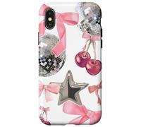 Aesthetic Pink Ribbon Bow Coquette Disco Ball & Star Collage Case for iPhone X/XS