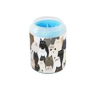 Aesthetic Ragdoll Cats White Portable Paw Cleaning Cup with Silicone Brush Soft Pets Cleaning Kit for Small Medium Large Breed Dogs, Cats
