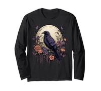 Aesthetic Raven, Halloween, mystical floral design Long Sleeve T-Shirt