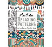 Aesthetic Relaxing Patterns: Ink Tracing Book: A Reverse Watercolor Coloring Book for Mindfulness | Simply Trace the White Outlines to Create Bold Line Art