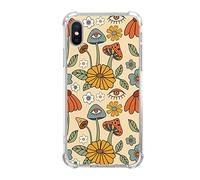 Aesthetic Retro 70S Phone Case for iPhone Xs Max, Trippy Hippie Mushrooms and Flower with Eyes Case Compatible with iPhone Xs Max for Girls Boys Women Men, Unique Trendy TPU Bumper Cover Case
