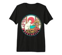 Aesthetic Retro LoFi Cat Window Ukiyo-e Art Premium T-Shirt