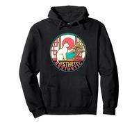 Aesthetic Retro LoFi Cat Window Ukiyo-e Art Pullover Hoodie