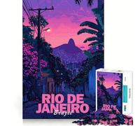 Aesthetic Rio City Jigsaw Puzzles for Adults 1000 Pieces Think Smart Smooth Joint Home Activity Christmas Surprise (38x26cm)