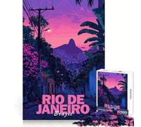 Aesthetic Rio City Jigsaw Puzzles for Adults 1000 Pieces Think Smart Smooth Joint Home Activity Christmas Surprise (38x26cm)