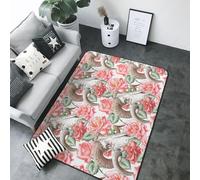 Aesthetic Roses Goat Skull Area Rug for Living Room Decor - Anti Slip Washable Throw Rug, 80x58 inches Indoor Carpet for Bedroom Living Room Decor