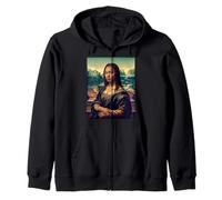 Aesthetic Saying La Reine The Queen Modern Mona Lisa Art Zip Hoodie