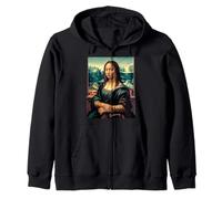 Aesthetic Saying La Reine The Queen Modern Mona Lisa Art Zip Hoodie