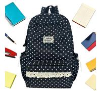 Aesthetic School Backpacks Adjustable Straps Chic Zip Pocket, black, Siehe | - Lace design, large capacity, cute backpack for computer, water bottle, college, travel, hiking