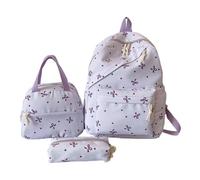 Aesthetic School Bag for Girls Cute Backpack Sets Preppy School Backpack Kawaii Girls Rucksack for Teenage Secondary Primary Middle (A02 Bow Blue) (Purple, One Size)