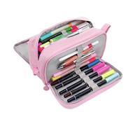Aesthetic School Pencil Case - Large Capacity Multi-Compartment | Storage Organizer for Pens and School Supplies, for Markers, Makeup, Students, Teachers, Office, College, Pink, Se référer à la