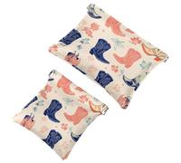 Aesthetic Seamless Cowboy Boots Pattern Pocket Cosmetic Bag, Waterproof Squeeze Makeup Bag No Zipper Self-Closing, Portable Mini Travel Storage for Headphones Jewelry