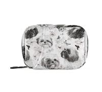Aesthetic Shih Tzu Dogs White Pill Bags with Detachable Compartments Attachable Medicine Box Organizer