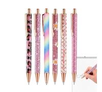 Aesthetic Shimmer Pens Set 6 Pieces 1.0mm Smooth Writing Ballpoint Pen | Ergonomic Stylish Office Stationery Ink Pens for Daily Writing | Elegant Pen Set for Journaling Note Taking School Clas