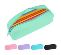 Aesthetic Silicone Pencil Case, Small Pouch for Teens, Adults and Secondary School Students, Durable and Lightweight Pencil Bag, Makeup Pouch, Art Supplies Organizer (Green)