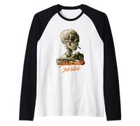 Aesthetic Smoking Skull Post Impressionist Art Lovers Raglan Baseball Tee