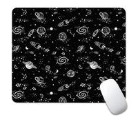 Aesthetic Square Mouse Pad Non-Slip Rubber Base Mousepad for Laptop, Computer & PC Funny Black Art Desk Mat Gothic Space Planets Rockets