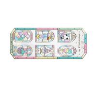 Aesthetic Stained Glass Window Frame Sticker Embossed PVC Sticker for Notebook Journal Phone Cover Kids Room Decoration Waterproof Window Clings