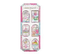 Aesthetic Stained Glass Window Frame Sticker Embossed PVC Sticker for Notebook Journal Phone Cover Kids Room Decoration Waterproof Window Clings