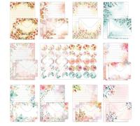 Aesthetic Stationary Paper Set Watercolor Flower Stationery Set with 50 Envelopes 50 Lined Letter Paper 60 Seal Label Colorful Letter