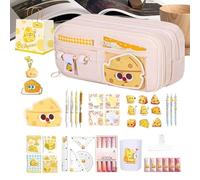 Aesthetic Stationery Storage Pouch - Funny Cartoon Organizer for Students Daily Study | Textile Construction with Smooth Zip System, Ten Compartment Layout, Spacious Accessory Carrier, Party Favor Pre