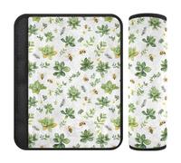 Aesthetic Succulent Plants White Car Soft Seatbelt Cover Stress Reduction 2 Pack Auto Seat Shoulder Strap Pads for Women Backpack Shoulder