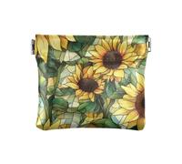 Aesthetic Sunflower Wasteland PU Leather Small Coin Purse Waterproof Jewelry for Women Travel, Aesthetic Sunflower Wasteland, One Size, Print Art