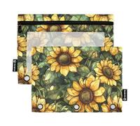 Aesthetic Sunflower Wasteland Rings Binder Pockets Pencil Case for Three Rings Binder Pockets with 3 Rings for Children Stationery Accessories