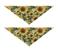 Aesthetic Sunflower Wasteland Style Cute Dog Bandanas Snap Button Pet Scarf Cute Pet Holiday Set for Dogs Cats 2 Pack