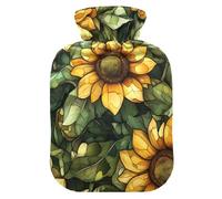 Aesthetic Sunflower Wasteland Style hot Waterbottle with Soft Cover, 2L Warm Compress for Pain Relief, Neck and Shoulder Pain Relief, Bolsa de calor para Dolor Menstrual