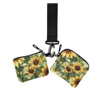 Aesthetic Sunflower Wasteland Women's Dual Wallets Business Card Cases Large Capacity Money Organizers with Keychain for Women 2 Packs, Aesthetic Sunflower Wasteland, One Size, Print Art