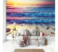 Aesthetic Sunset Waves Sea Shells Starfish 3D Wallpaper Luxury Home Dining Decor Paste Sofa Living Room The Wall for Bedroom Mural-400cm×280cm