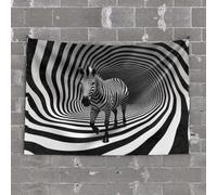 Aesthetic Tapestry A Zebra Walks Through A Black and White Striped Tunnel Tapestry Home Decor Men Stuff for Boys Room(100X150CM)
